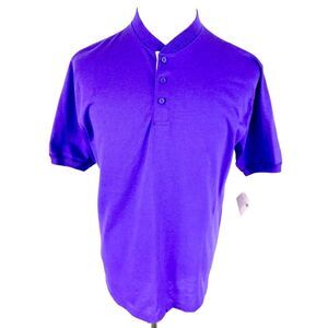 Encino Shirt Mens Polo Deadstock Shirt L Large Purple Short Sleeve Vtg 80's Rare